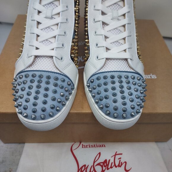 CHRISTIAN LOUBOUTIN White Gold Louis Orlato High Top Stud Sneaker - Picture 8 of 10